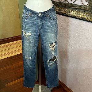 Abercrombie & Fitch Ames Slim Boyfriend Sz 00 /24 Torn Jeans